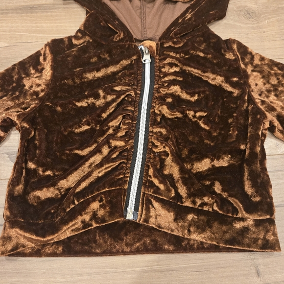 NWOT Girls Fall Brown Velour & Ruching Matching Jacket & Leggings Set Size 5 - Picture 4 of 16